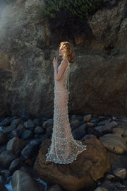 andreeva gold crochet maxi dress