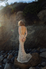 andreeva gold crochet maxi dress