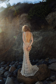 andreeva gold crochet maxi dress