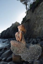 andreeva gold crochet maxi dress