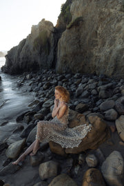 andreeva gold crochet maxi dress