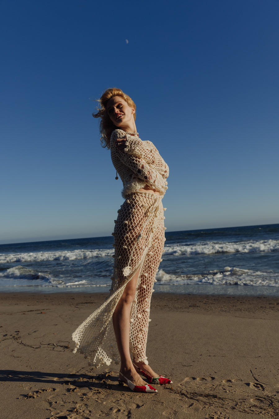 andreeva white crochet skirt