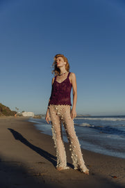 andreeva metallic crochet pants