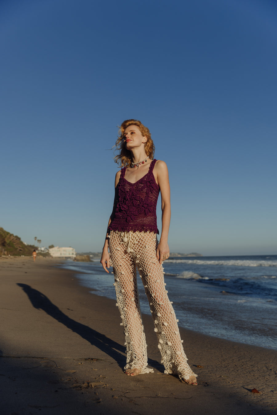 andreeva metallic crochet pants