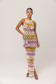 andreeva women's multicolor maxi crochet  dress