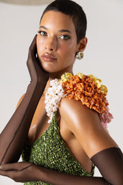 andreeva knit maxi green crochet dress