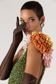 andreeva knit maxi green crochet dress