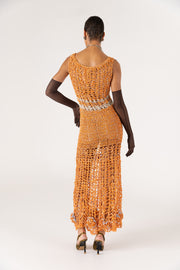 andreeva women's orange maxi crochet dress