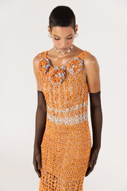 andreeva women's orange maxi crochet dress