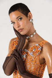 andreeva women's orange maxi crochet dress