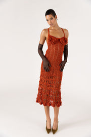 andreeva women's orange crochet dress