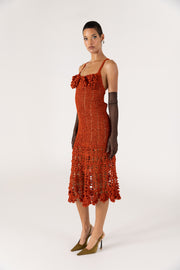 andreeva women's orange crochet dress