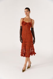 andreeva women's orange crochet dress
