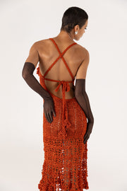 andreeva women's orange crochet dress
