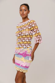 andreeva multicolor handmade crochet mini skirt