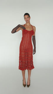 andreeva women's orange crochet dress