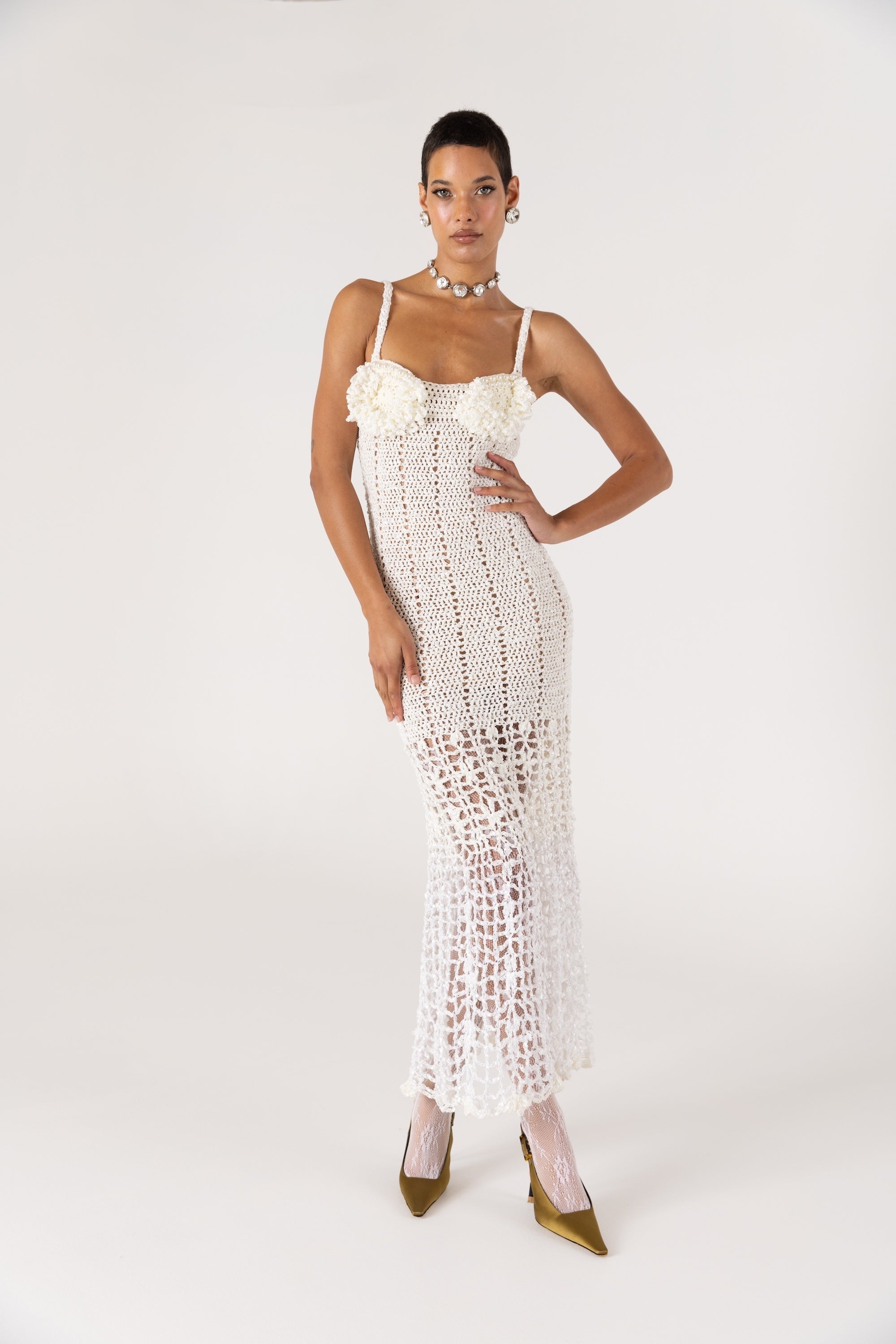 andreeva white crochet dress