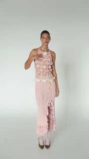andreeva women's pink crochet top