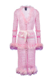 andreeva pink handmade knit cardigan
