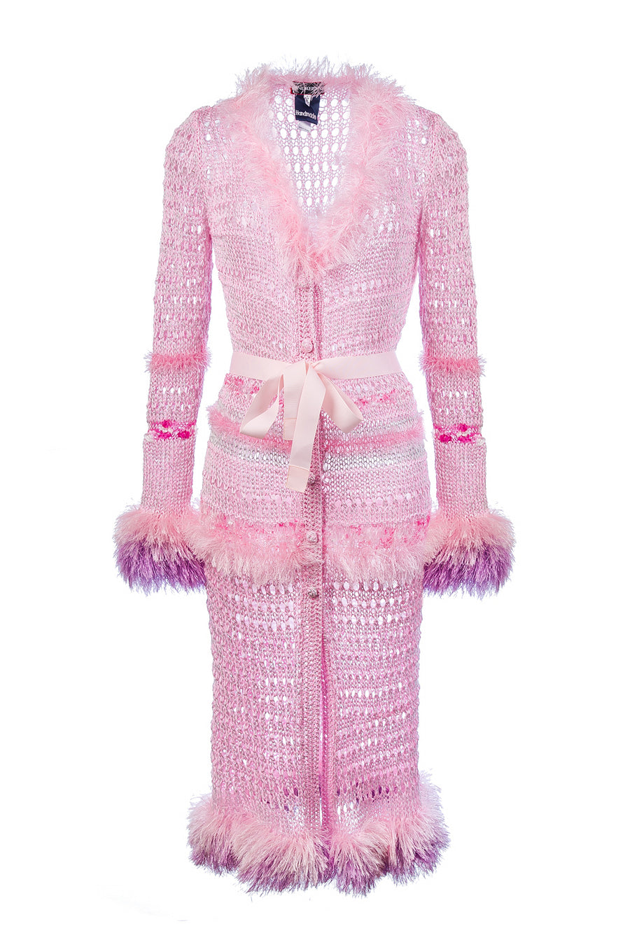 andreeva pink handmade knit cardigan