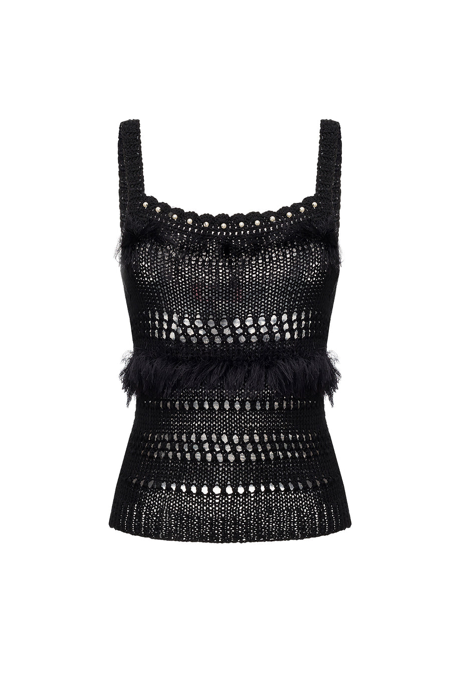 andreeva black handmade knit top