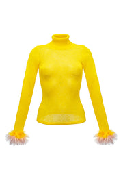 andreeva yellow knit turtleneck