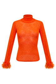 andreeva orange knit turtleneck