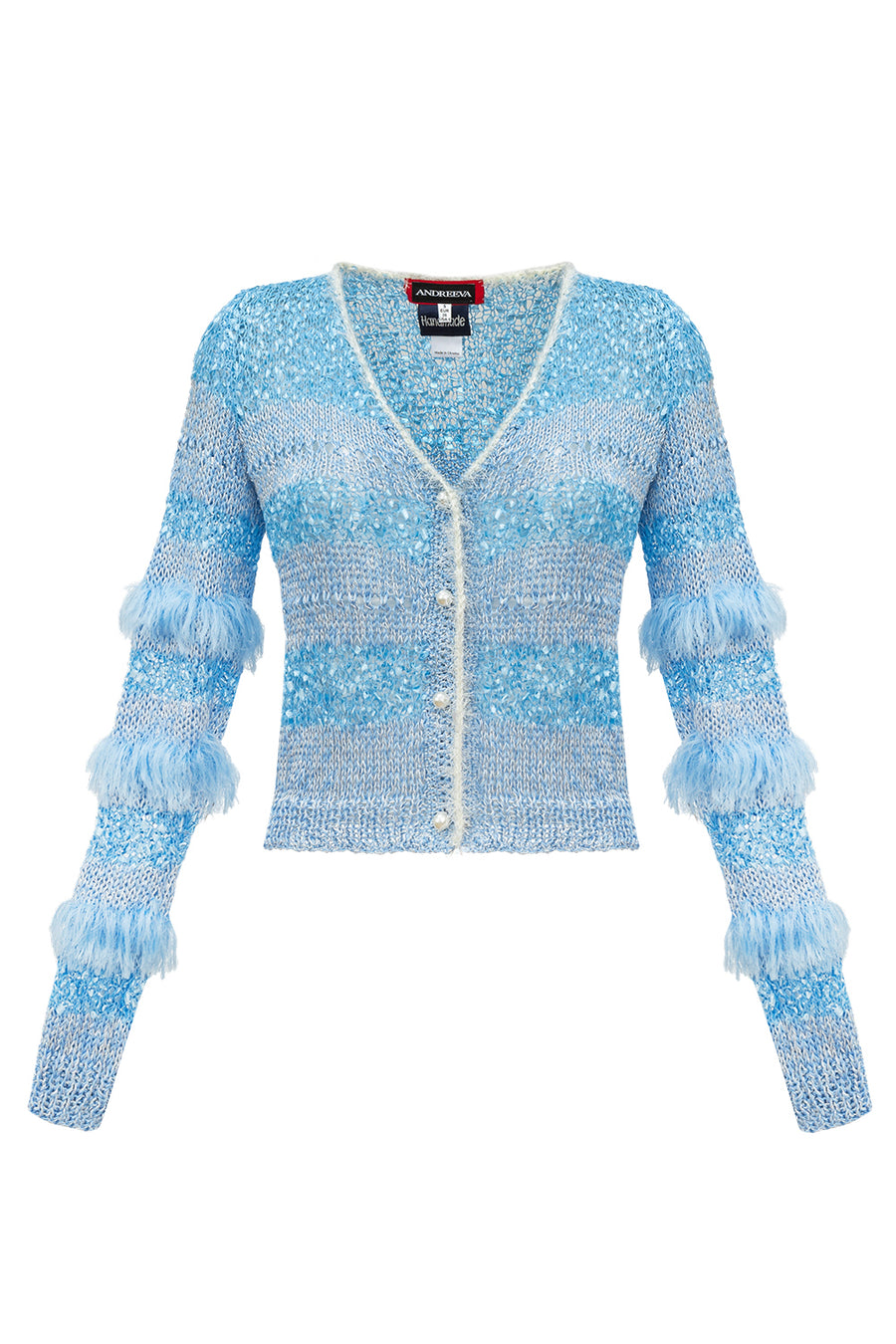 andreeva blue handmade knit sweater