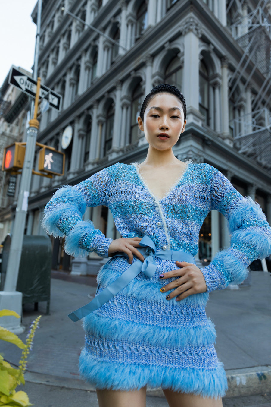 andreeva blue handmade knit sweater