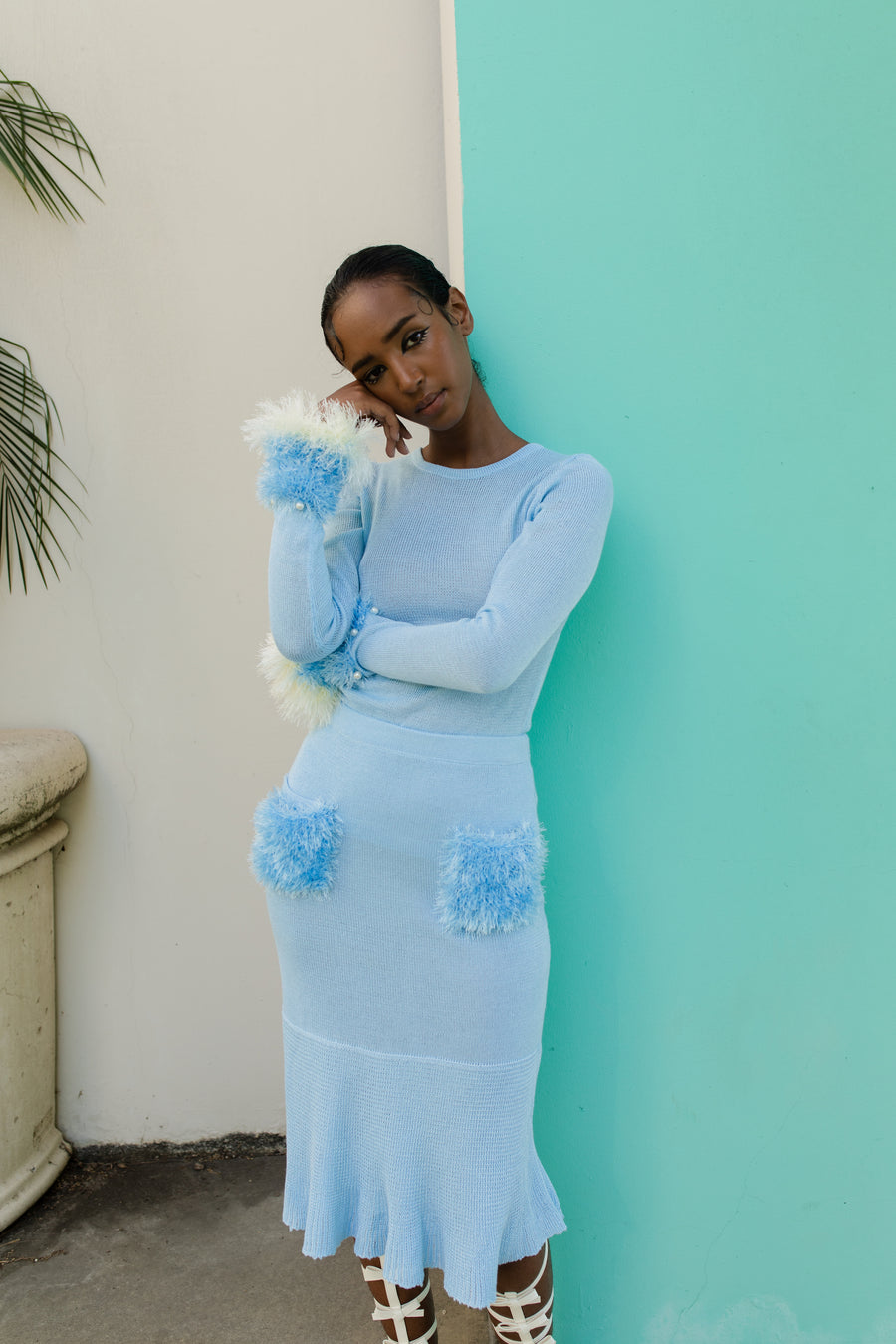 andreeva blue knit skirt
