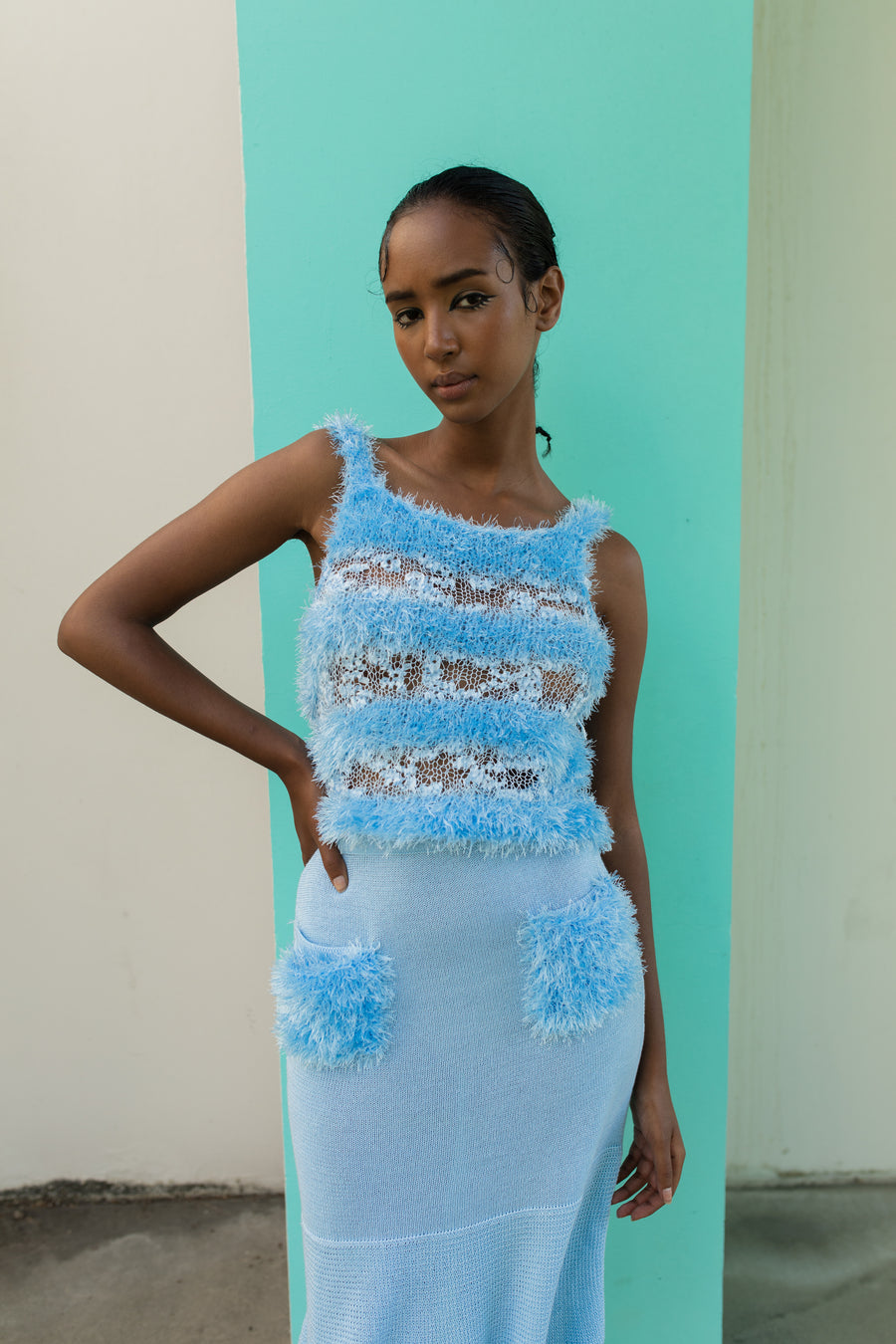andreeva blue knit skirt
