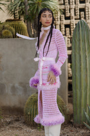 andreeva pink handmade knit cardigan