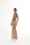 andreeva gold crochet maxi dress