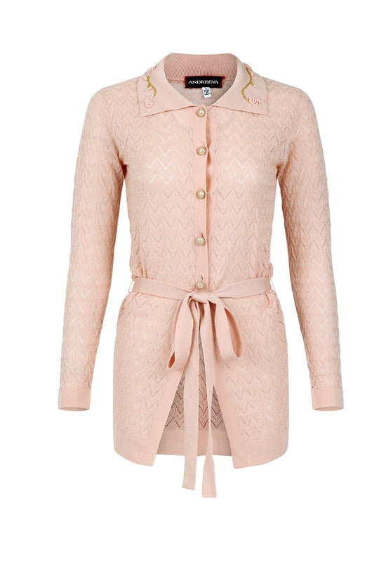 andreeva pink cashmere knit shirt