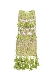 andreeva womens green crochet mini dress