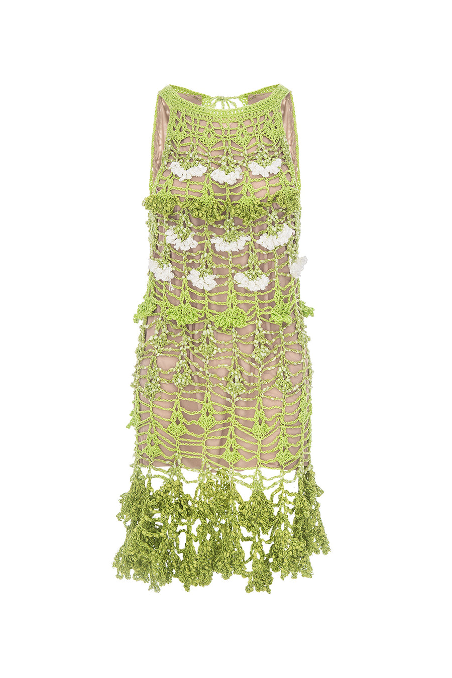 andreeva womens green crochet mini dress