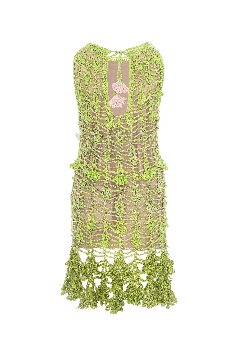 andreeva womens green crochet mini dress