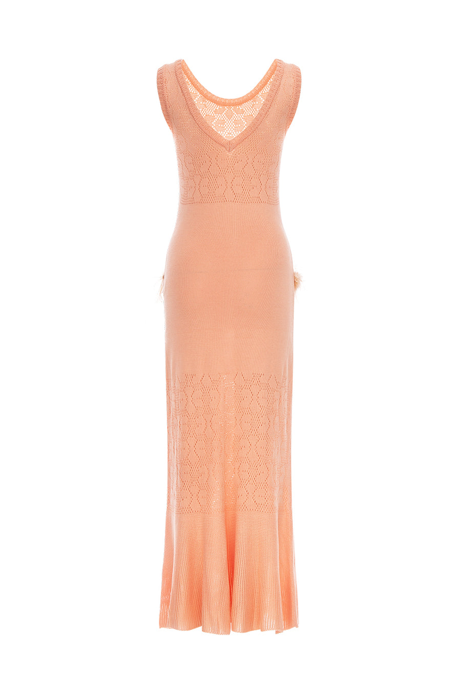 andreeva womens peach knit dress with feathers