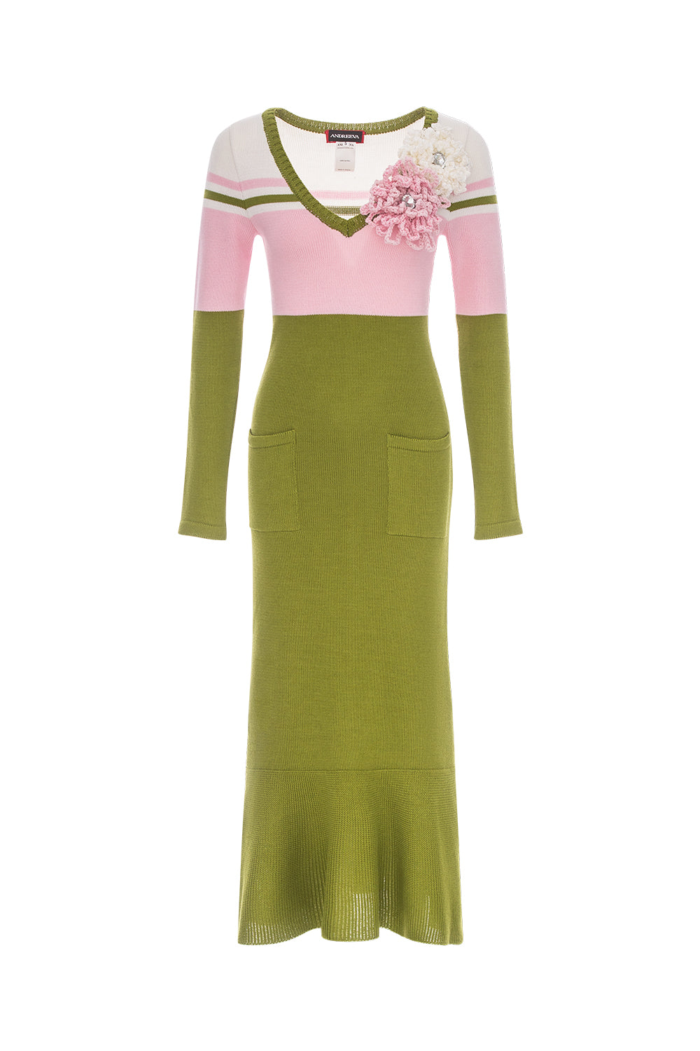 andreeva multicolor knit midi dress