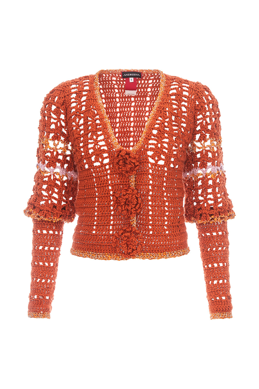 andreeva womens orange crochet cardigan
