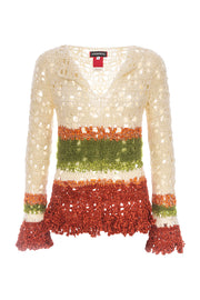 andreeva womens multicolor crochet top