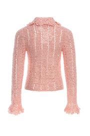andreeva women's pink crochet jacket
