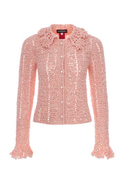 andreeva women's pink crochet jacket
