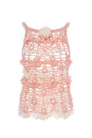 andreeva womens pink crochet top