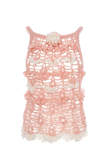 andreeva women's pink crochet top