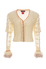 White handmade knit cardigan