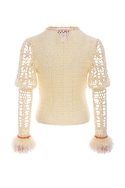 White handmade knit cardigan