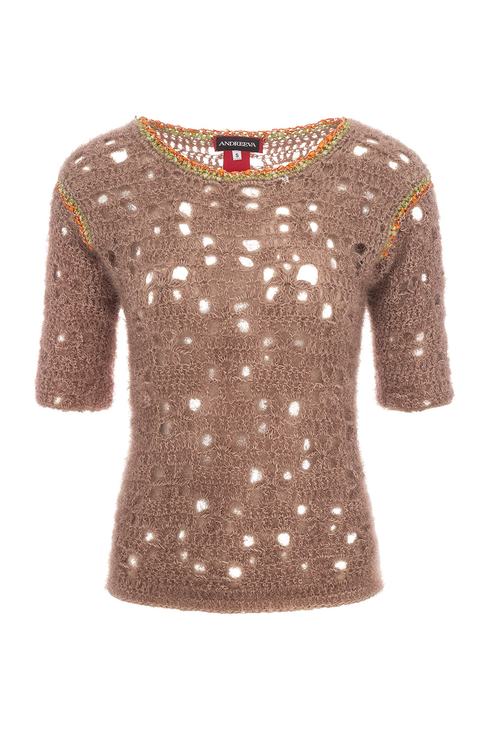 andreeva womens brown knit top