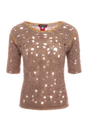 andreeva womens brown knit top