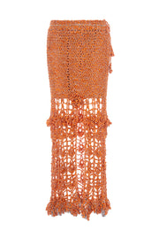 andreeva womens orange maxi crochet skirt